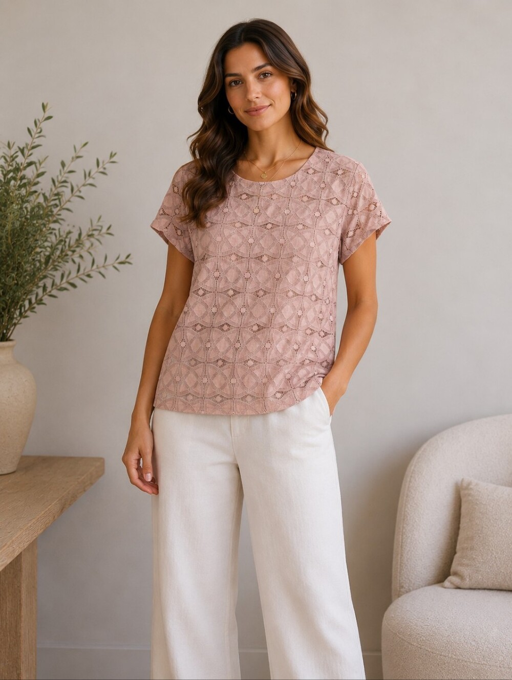 J.Jill Cotton Blush Pink Top Size Medium